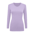 thumbnail image 5 of V-Neck Under Scrub Tee for Women, Soft and Stretchy Long Sleeve T-Shirt G717 (One Pack), Lavender, 2XL Size, 5 of 7