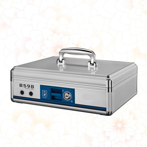OFFIGAM Metal Cash Box with Handle Plated Silver Color for Storing Checks and Receipts