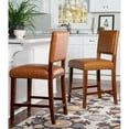 thumbnail image 2 of Kingfisher Lane 24" Faux Leather & Wood Counter Stool in Dark Caramel/Walnut, 2 of 12