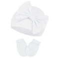 thumbnail image 4 of Zando 4Pcs Newborn Hat and Mitten Set Baby Girls Beanie with Big Bow Warm Baby Hats and No Scratch Mittens 0-3 Months, 4 of 5
