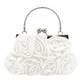 thumbnail image 2 of TrendOFT Womens Evening Bags Satin 14 Roses Handheld Clutch Wedding Party Formal Event Accessory Formal Clutch White One Size, 2 of 3