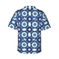 thumbnail image 3 of Balery Vintage Blue Print Men's Hawaiian Shirts Short Sleeve Beach Shirt Relaxed Fit Vacation Button Down Shirts-, 3 of 9
