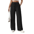 thumbnail image 2 of Lumtrix Womens Summer Elastic High Waist Textured Flowy Palazzo Pants Casual Wide Leg Trousers with Pockets Black S, 2 of 5