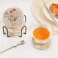 thumbnail image 3 of Yayeee 6 PCS Drink Coasters with Holder Set Woven Absorbent Round Tabletop Hot Pad, Gray Cute Flower, 3 of 7