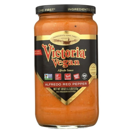 Victoria Pasta Sauce - Red Pepper Alfredo - Pack of 6 - 18 Fl