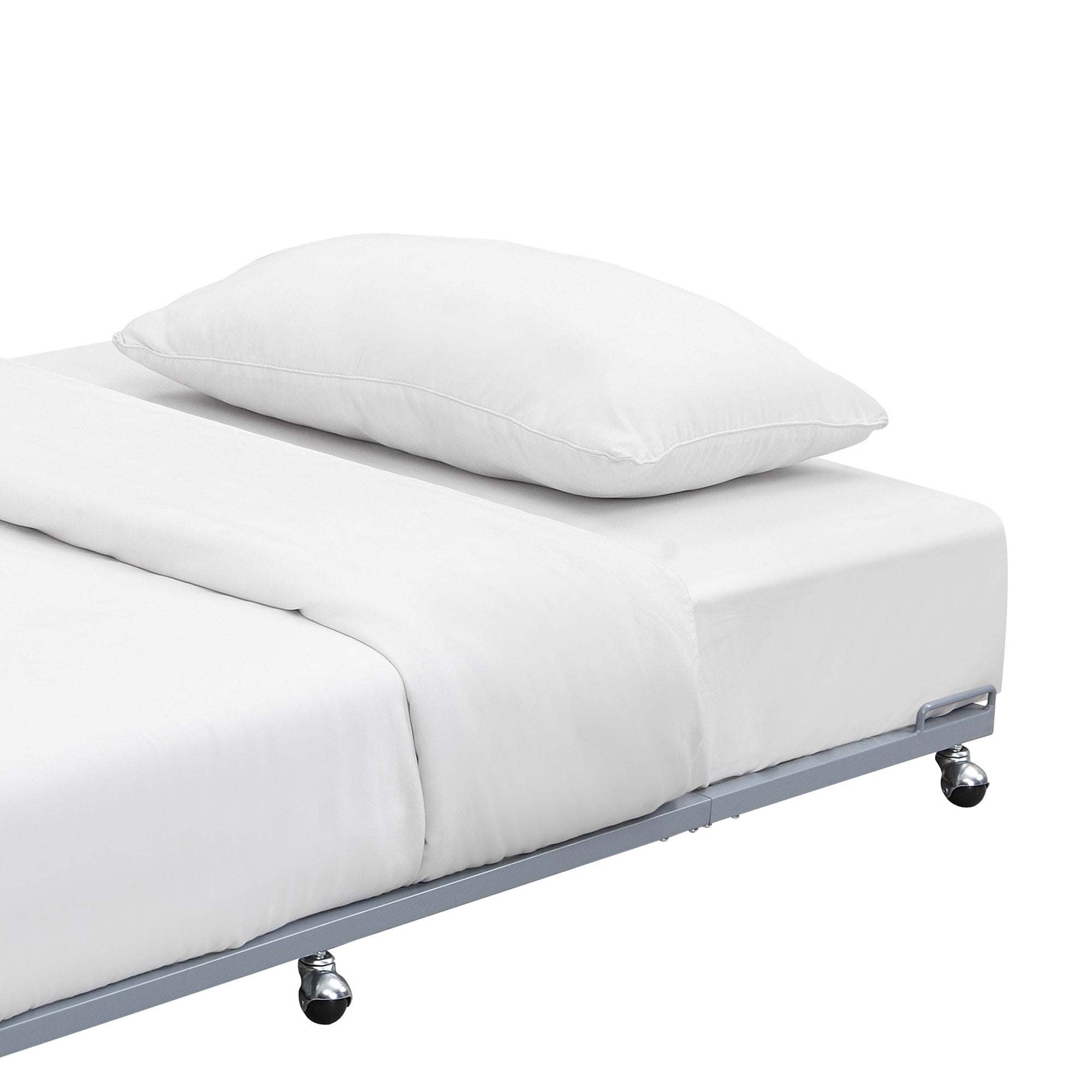 Kings Brand Furniture Moley Twin Size Metal Trundle - Roll Out Bed Frame (Grey)