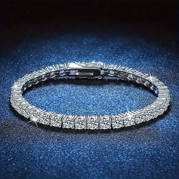 3MM 10Ct Round Cut Lab Created Diamond Women Tennis Bracelet 14k White Gold Plated 7in