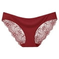 thumbnail image 3 of VISALY Cheeky Panties Lace Panties Womens Underwear Lace Low Waist Soft Lace Breathable Stretchy Briefs Comfortable Panties For Ladies Seamless Underwear Plus Size Panties Panties For Women Wine L, 3 of 3