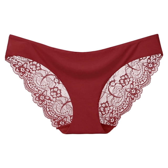 Gibobby Ropa Interior para Mujer Ropa interior mujer Encaje Cintura Encaje Calzoncillos elásticos transpirables Bragas cómodas para damas (Vino, XXL)