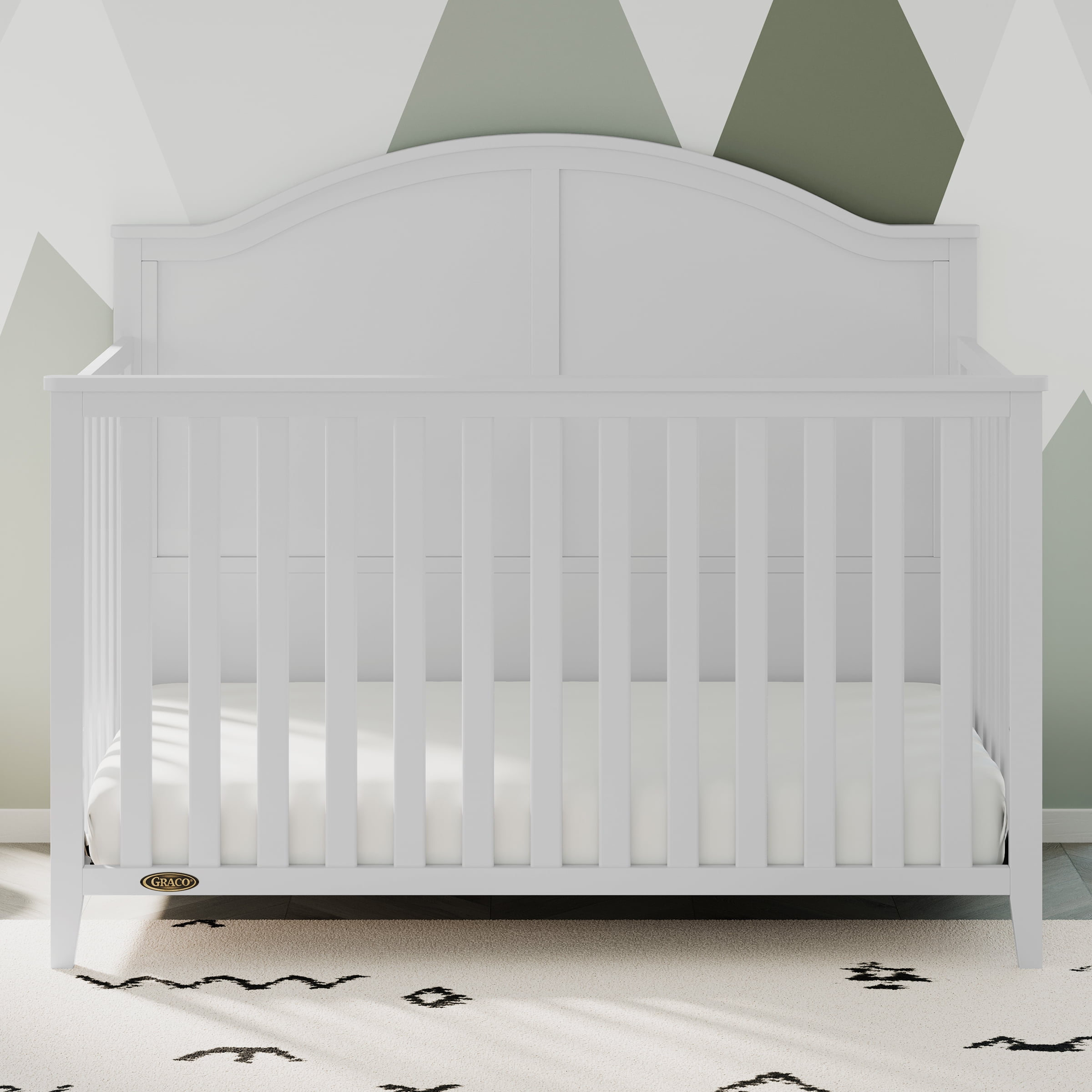 Graco Wilfred 5-in-1 Convertible Crib and Premium Crib & Toddler Mattress Bundle, White