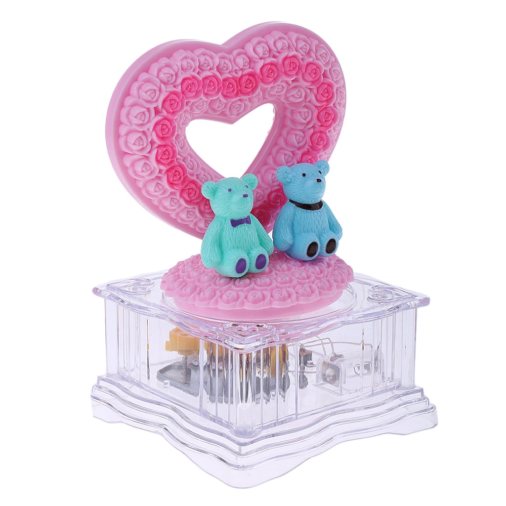 Clockwork Music Box WindUp Rotating w LED Light Sing To Alice Children