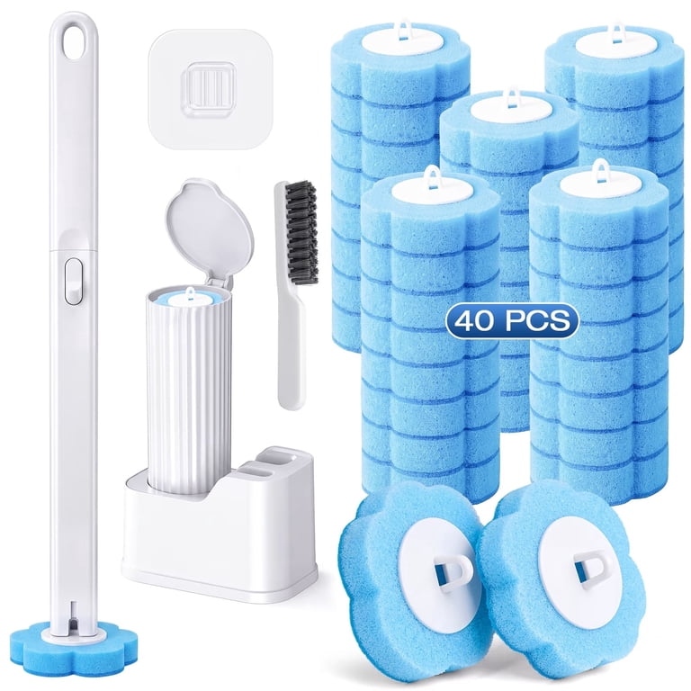 Skdwakiz Disposable Toilet Brush Set with 40 Refills photo 1