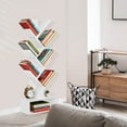 thumbnail image 5 of Sorbus 7-Tier Zigzag Tree Bookshelf with Bottom Storage– Space-Saving Bookcase & Storage Organizer for Living Room, Bedroom, or Office – Brown, 5 of 6