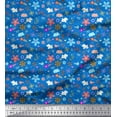 thumbnail image 1 of Soimoi Crepe Silk Fabric Bear,Bird & Floral Clip Art Print Fabric by The Yard 42 Inch Wide, 1 of 1