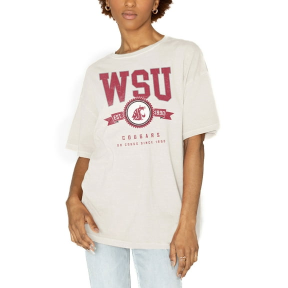 Women's Gameday Couture White Washington State Cougars Get Goin' Oversized T-Shirt