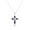 Silver, variant on 925 Sterling Silver Cross with Created Sapphire and CZ Stones Pendant Necklace- Adjustable Chain 16"-18" (Silver)