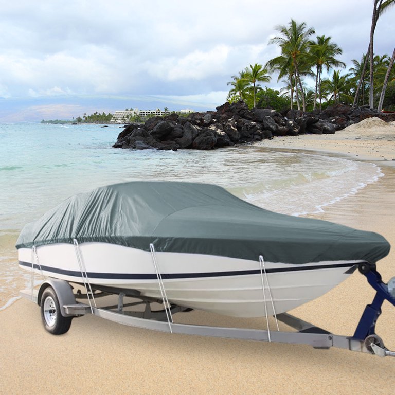 16-18ft V-Hull 210D Boat Cover Waterproof Trailerable Gray