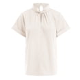 thumbnail image 5 of vigerkar Women's Dressy Business Casual Blouses Short Sleeve Tops Summer Outfits Pleated Work Shirts (White, XXL), 5 of 7