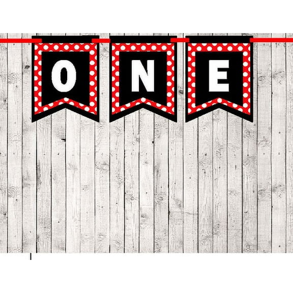 Baby First (1st) Birthday Red Polka Dot Party Theme Picture Backdrop/HIgh Chair/Wall Decoration Banner