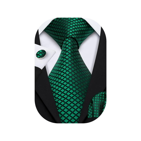 Conjunto de corbatas Barry.Wang tejidas en seda verde esmeralda de 150 cm