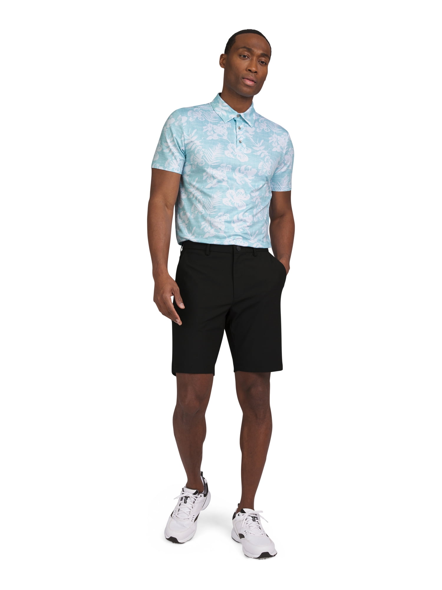 Chaps Golf Men's and Big Men's Classic Fit Short Sleeve Printed Mesh Polo Shirt
