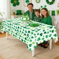 thumbnail image 5 of Kumdkd St. Patrick's Day Tablecloth 54x108ines, Waterproof Plastic Party Table Cover for Holiday Decor, Shamrock Themed Indoor Outdoor Use, Fits 8-10 People, Green White Gold, 5 of 5