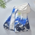 thumbnail image 2 of TEAJOPSUU Boys Rain Jackets Lightweight Fleece Waterproof Hooded Raincoats Windbreakers Coats for Kids 3-15Y A-Blue, 2 of 9