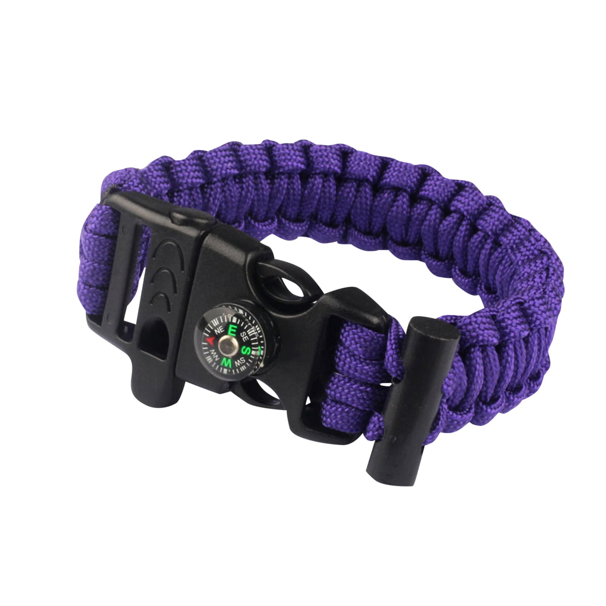 Women's Paracord Outdoor Skullz Survival Whistle Bracelet-OD Purple Camo 