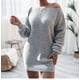 thumbnail image 5 of Ropa de mujer Vestido de otoño e invierno Vestido estilo suéter de punto con mangas abullonadas y hombros descubiertos estilo europeo y americano, 5 of 6