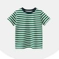 thumbnail image 2 of Boys Mint Green Striped T Shirt 100% Cotton Short Sleeve Crew Neck Tee for Kids Kids 2-10 Years Soft Comfort Play Shirt,Size 5-6 T, 2 of 4