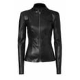 thumbnail image 2 of NOORA Ladies real Leather Black Slim Fit Short Retro Leather Jacket BS-123, 2 of 10