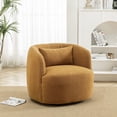 thumbnail image 3 of Poly Blend Boucle Fabric Upholstered Swivel Armchair Brown, 3 of 5