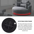 thumbnail image 6 of Accent Barrel Chair, Modern Swivel Sofa Chair Chaise Lounge with Storage Ottoman and Pillows, Linen Fabric Round Club Chair with Curved Backrest for Living Room Hotel, Dark Gary, 6 of 8