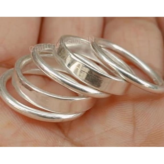 ELANZAA JEWELS silver stacking rings Adjustable Open Band Rings, Minimalist Midi Set