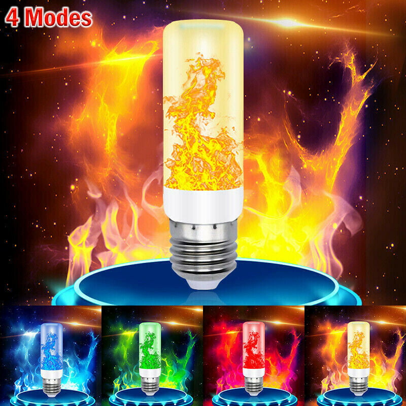 4Modes LED Flame Effect Simulated Fire Light Bulb E27 Flickering Lamp Xmas Decor