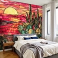 thumbnail image 2 of Wallpaper Handcrafted Stained Glass Sunset Scene Bold Colors Peel and Stick Wall Murals 100"H x 144"W Removable PVC Wall Paper Self-Adhesive Wall Paintings Art Decor for Bedroom Living Room, 2 of 7