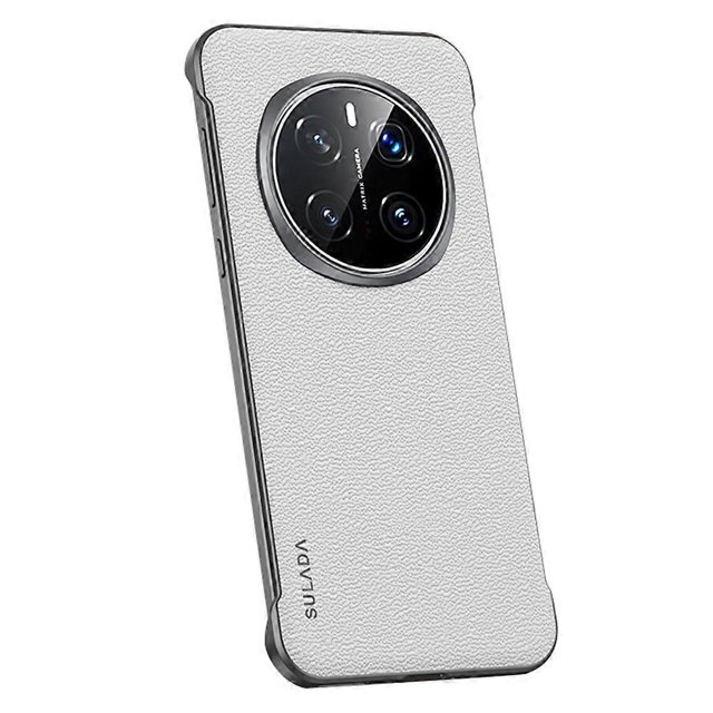 SULADA For Honor Magic7 Pro 5G Case Genuine Cow Leather Frameless Phone Back Cover-White