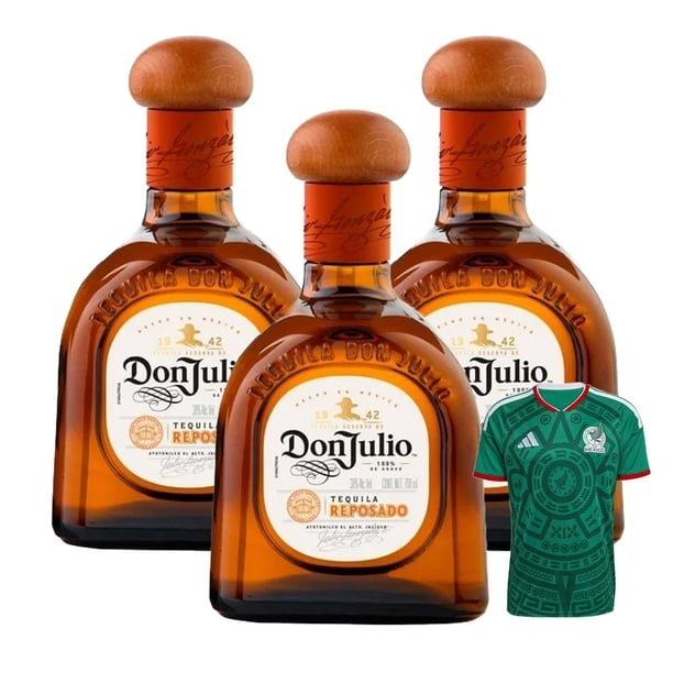 3 Tequila Don Julio Reposado 700 ml + Jersey Verde
