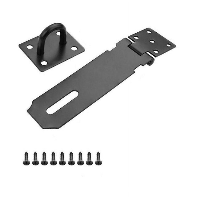 CHAO Pestillo y perno (negro) Cerrojo de candado Pestillo de puerta de 5 pulgadas, Cerradura de puerta exterior con tornillos, Pestillo de puerta de acero inoxidable para puerta, cajón, armario