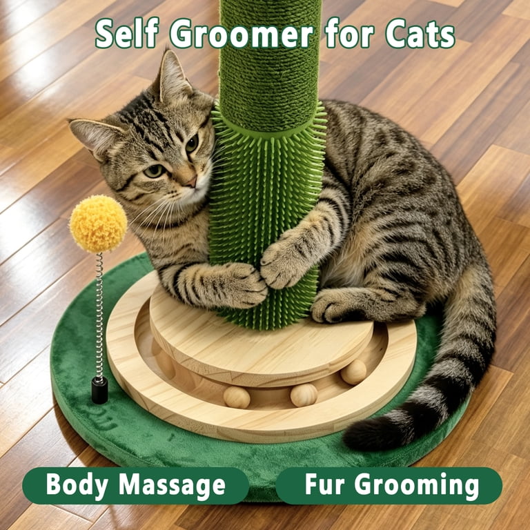 Zalalova 53" Extra Tall Cat Scratching Post with Interactive Toys photo 3