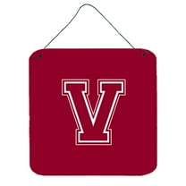 Letter V Initial Monogram - Maroon and White Wall or Door Hanging Prints