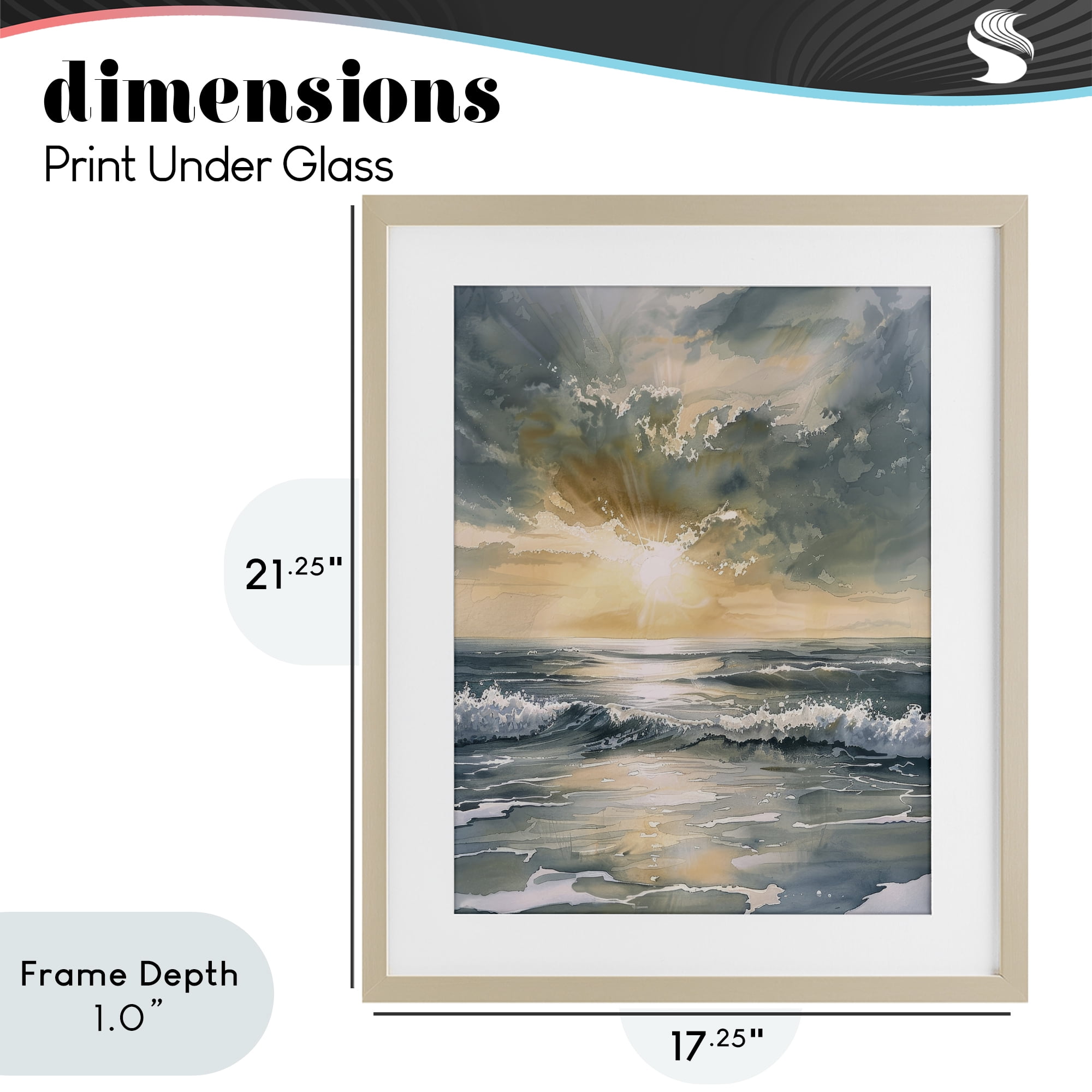 Stupell Industries Sunlit Waves Golden Reflection Birch Framed Print Under Glass, design by Petal Prints Design