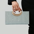 thumbnail image 3 of Jaucin Stylish Striped Clutch in Gold and Green with Removable Chain Accessory Wedding Clutch Handbag Elegant Evening Bag, 3 of 21