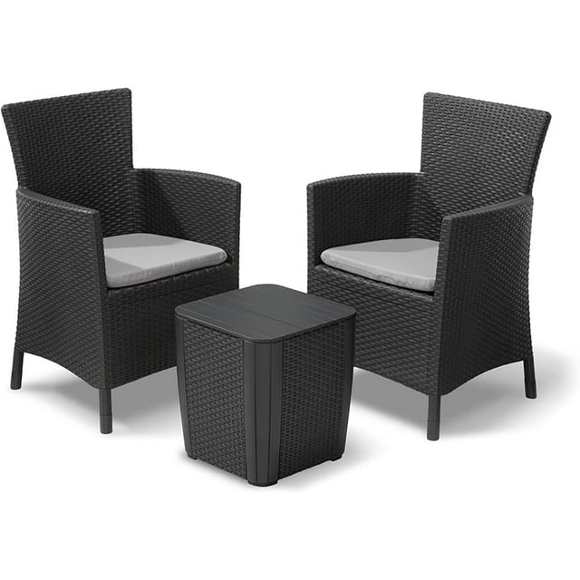 Keter Set de Balcon Iowa, 3 Piezas, Color Grafito.