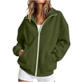 thumbnail image 2 of Wovilon Women's Collared Full Zip Up Sweatshirt with Front Pockets, Relaxed Fit Drop Shoulder Long Sleeve Casual Jacket for Fall Winter Everyday Wear, 2 of 8
