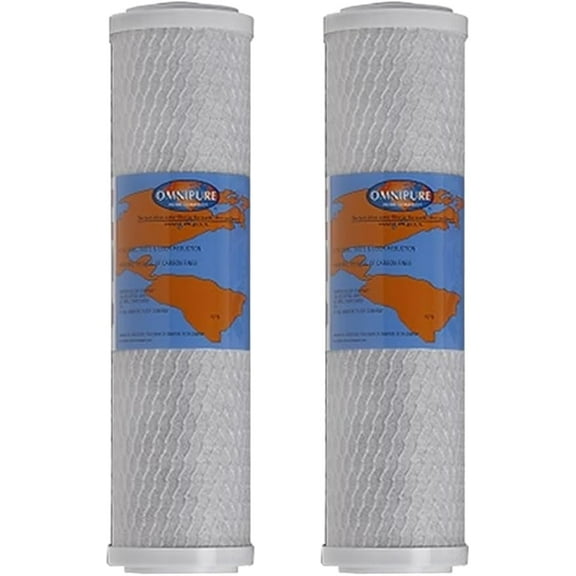 IPW Industries Inc-Omnipure - (OMB934-MAX5)- 9.75" x 2.75" Carbon Block Filter 5 Micron 2 Pack