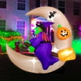 thumbnail image 1 of 4.6 FT Long Halloween Inflatable Decoration Witch On The Moon LED Lighted Blow Up, 1 of 6