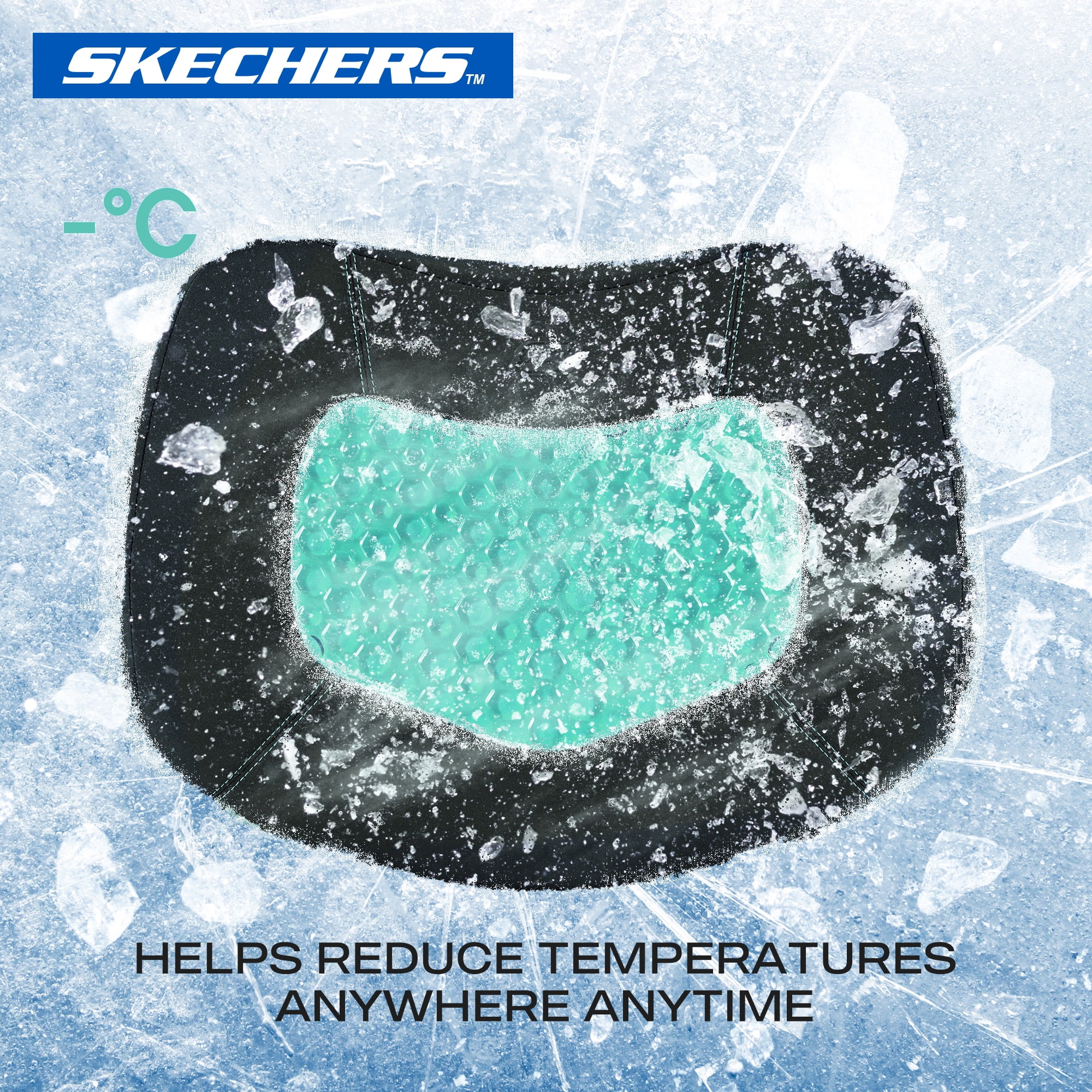 Skechers 1 Piece Gel Cooling Memory Foam Car Seat Cushion Teal - Universal Fit