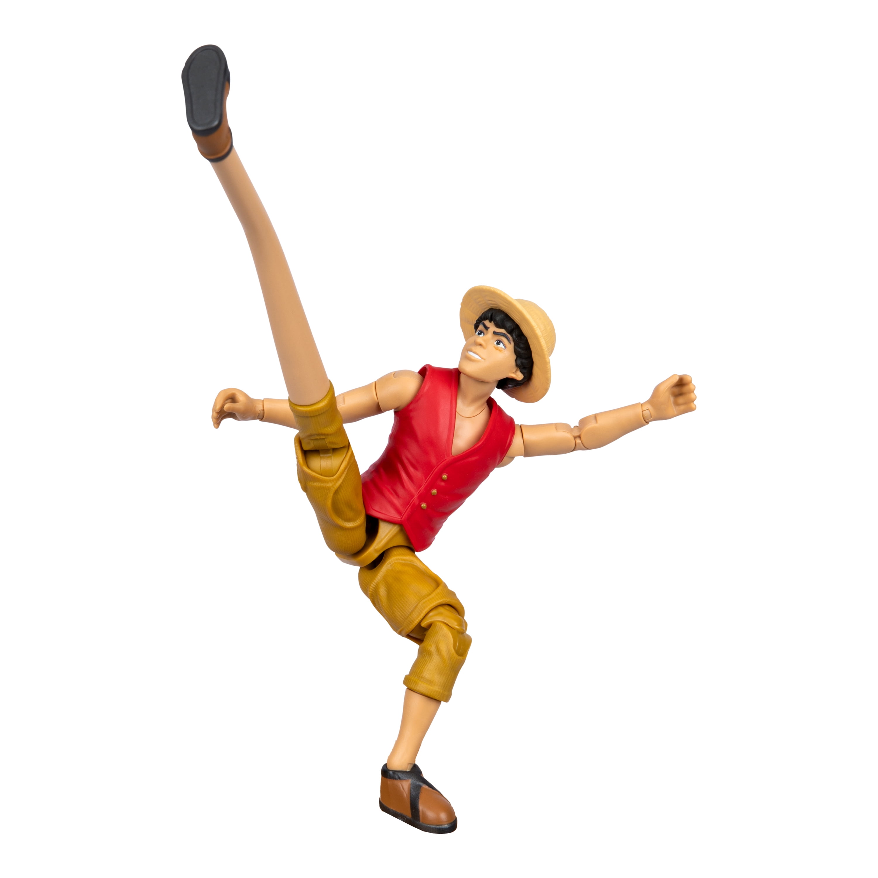 One Piece Monkey D. Luffy, 6" Action Figure with 6 Accessories. Includes Swappable Arms and Legs, Wanted Poster, and Berry Coin Display Base, Ages 4+