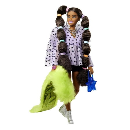 Barbie Extra Doll #7 in Top & Furry Shrug with Pet Pomeranian for Kids 3 Years Old & Up